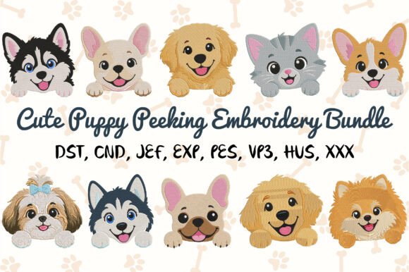 Download Cute Puppy Peeking Embroidery - Premium Resources