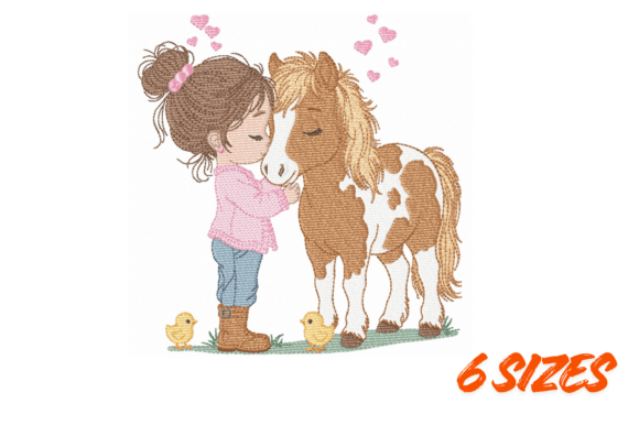 Download Girl and Pony Embroidery Design File Set - Premium Resources