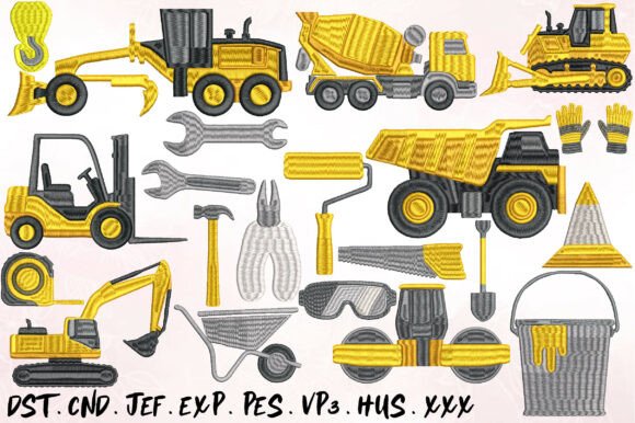 Download Construction Machinery Embroidery Design - Premium Resources